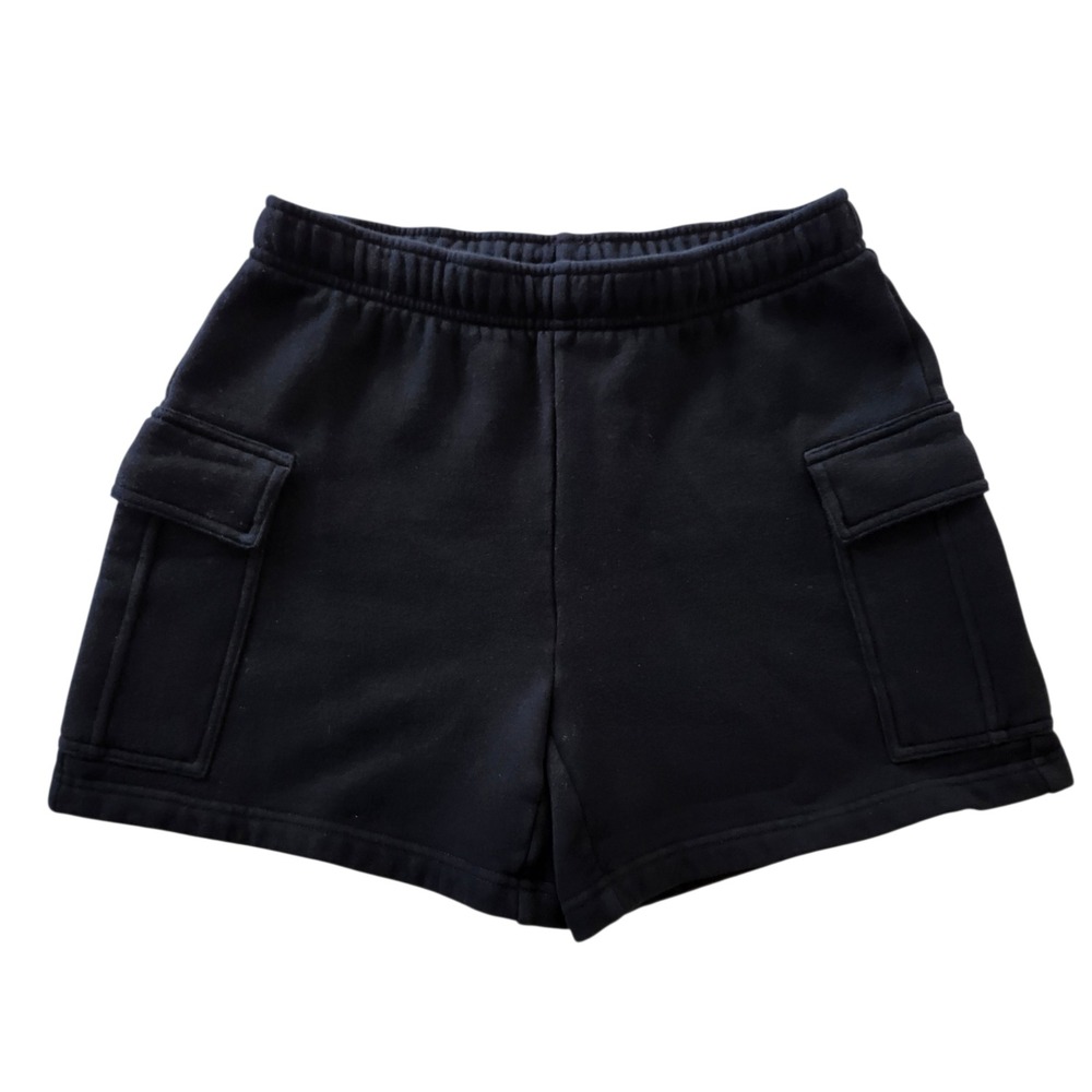 Aritzia TNA Sweatfleece Cozy Fleece Cargo Shorts Black Mega Fit Women's Small